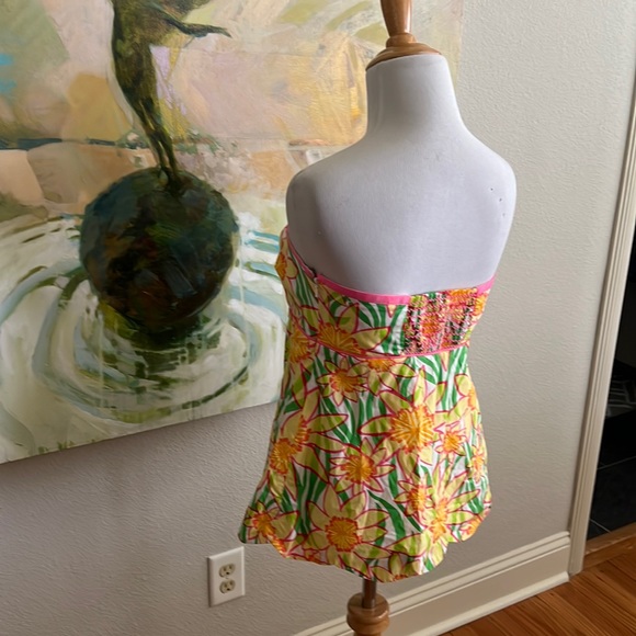 Lilly Pulitzer Spring Lillies Top size 6 lined removable straps y2k - Picture 3 of 16